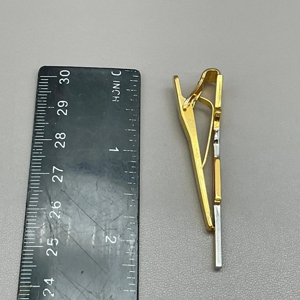 Vintage Gold Silver Tone Rifle Tie Clip Tie Bar Hunting Shooting Mens Accessory